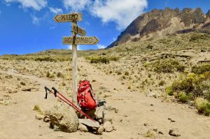 Wegschild auf der Marangu Route am Kilimanjaro