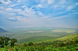 View from the edge of Ngorongoro Crater