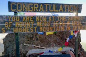 Socialist Peak, the summit of Mount Meru in Tanzania