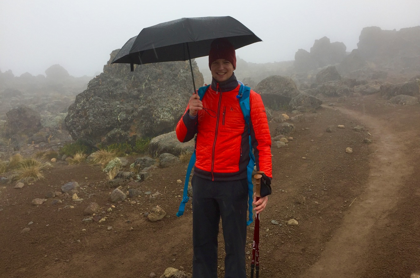 Umbrella during climb of Kilimanjaro