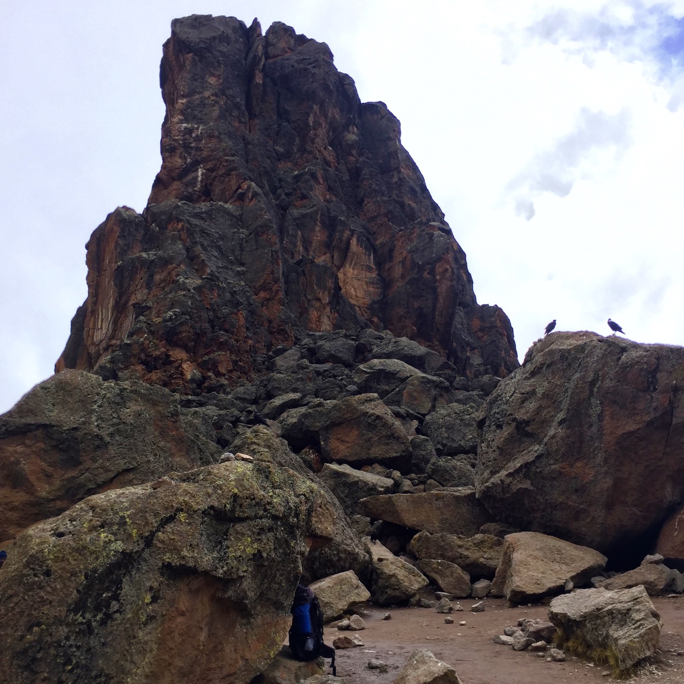 Lunch break at lava tower along Machame Route