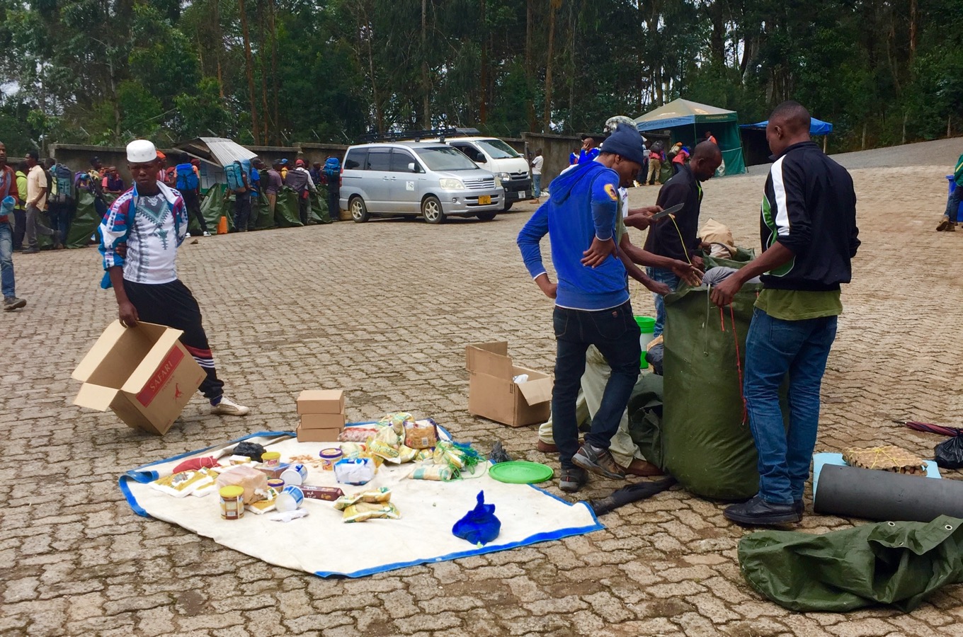 Preparation of luggage for climbing Kilimanjaro