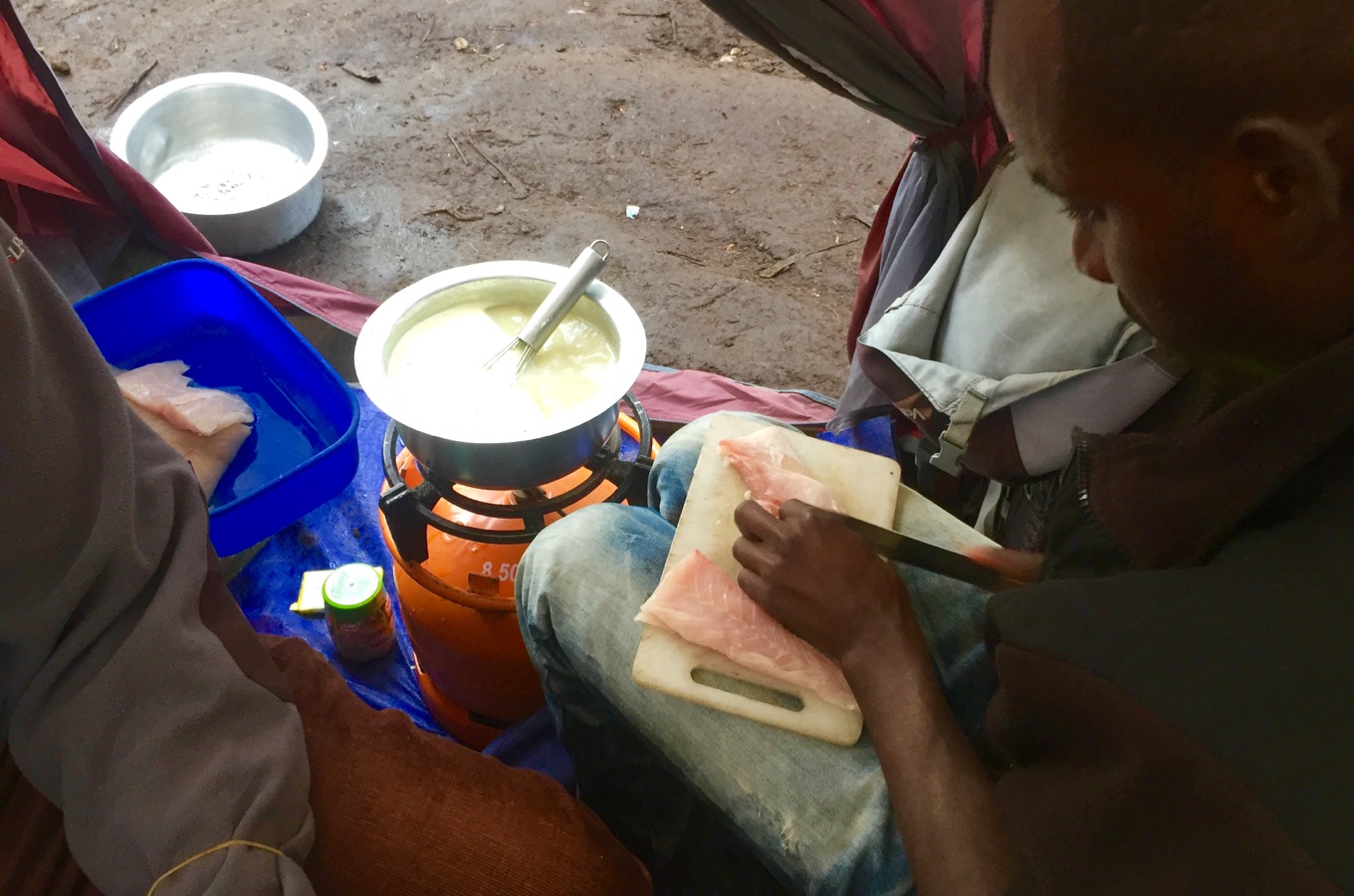 Dinner preparation at Machame Camp