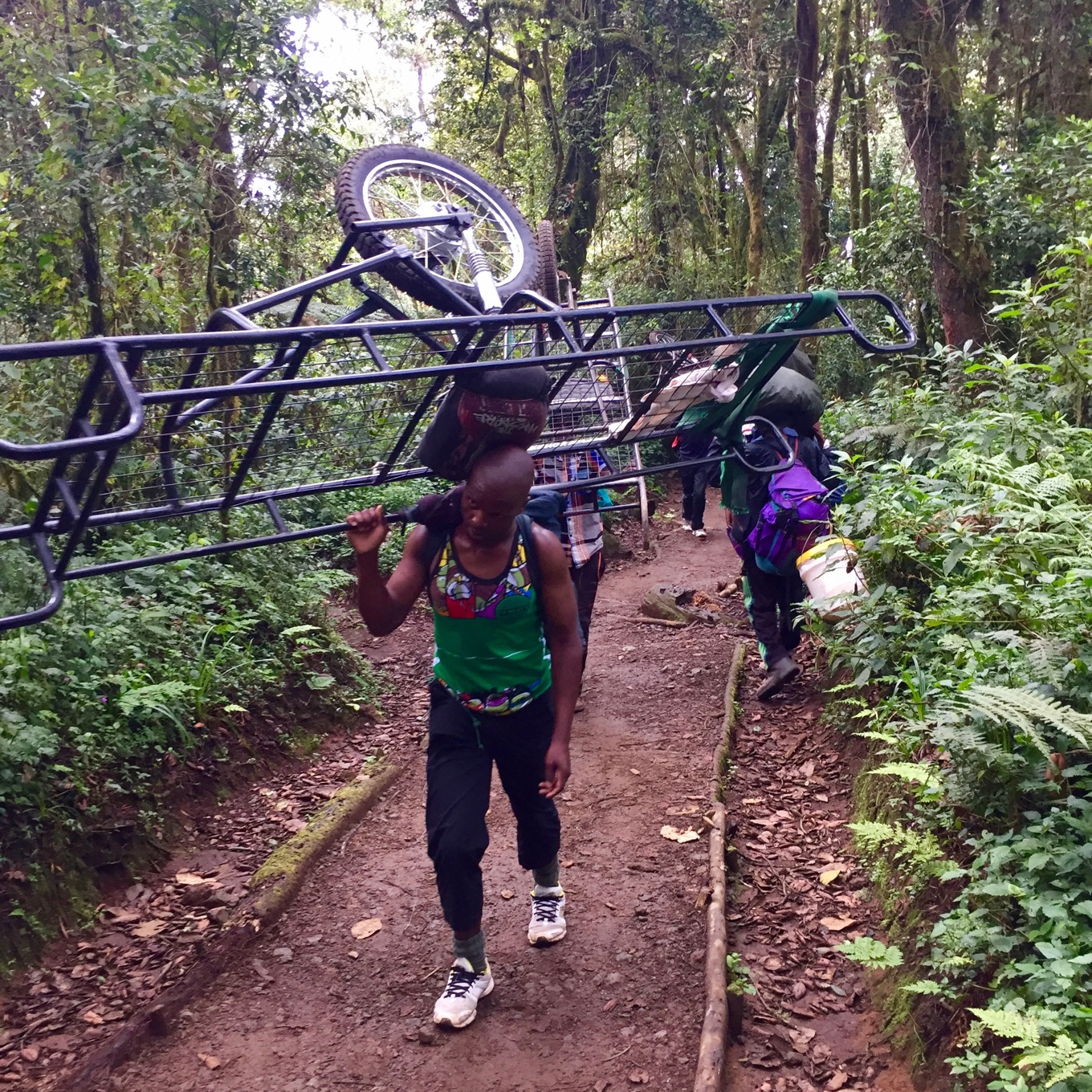 Porters carrying stretchers for saving people