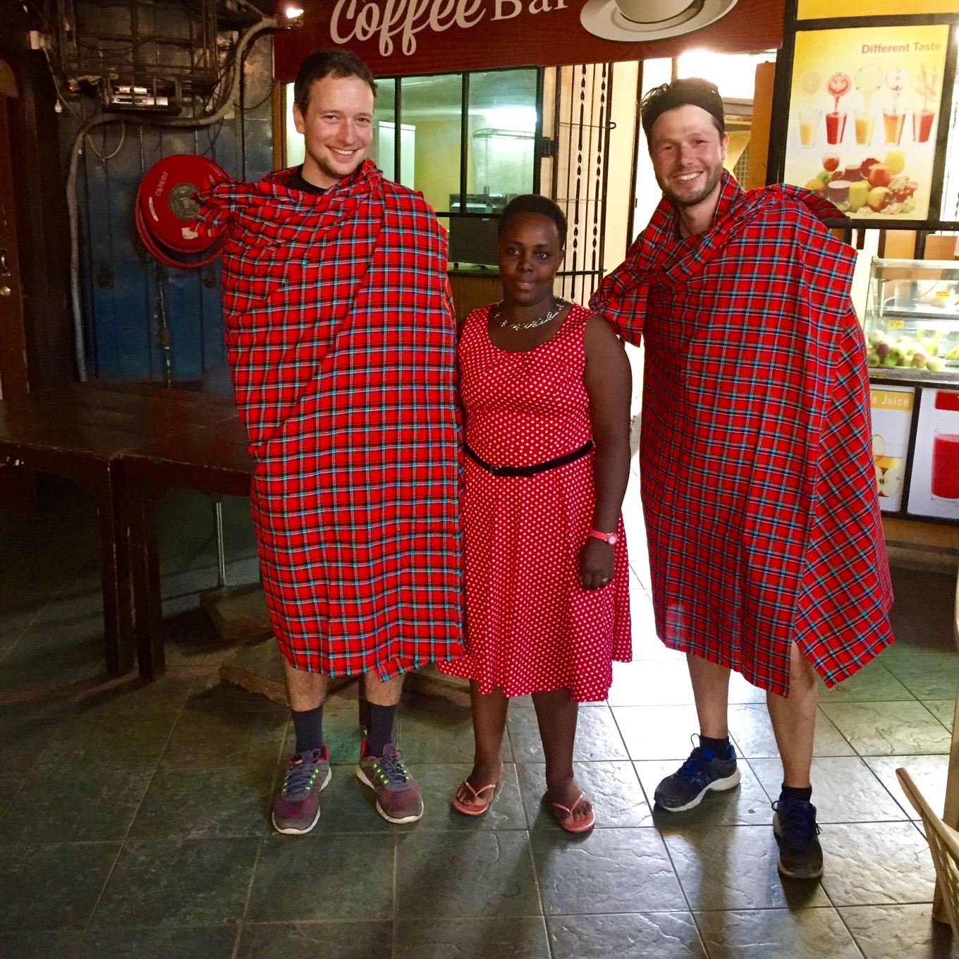 Masai ceremonial robes as present as souvenir