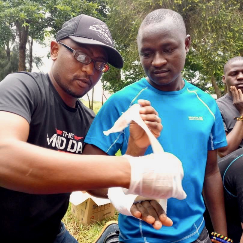 First aid bandage exercise at Kilimanjaro