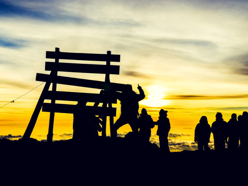 Mountaineer at the summit of Kilimanjaro