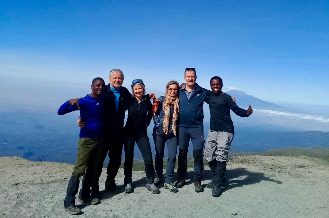 Mountaineer on the summit of Kilimanjaro