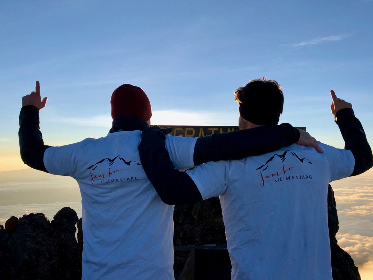 Alex and Timo on the summit of Mount Meru