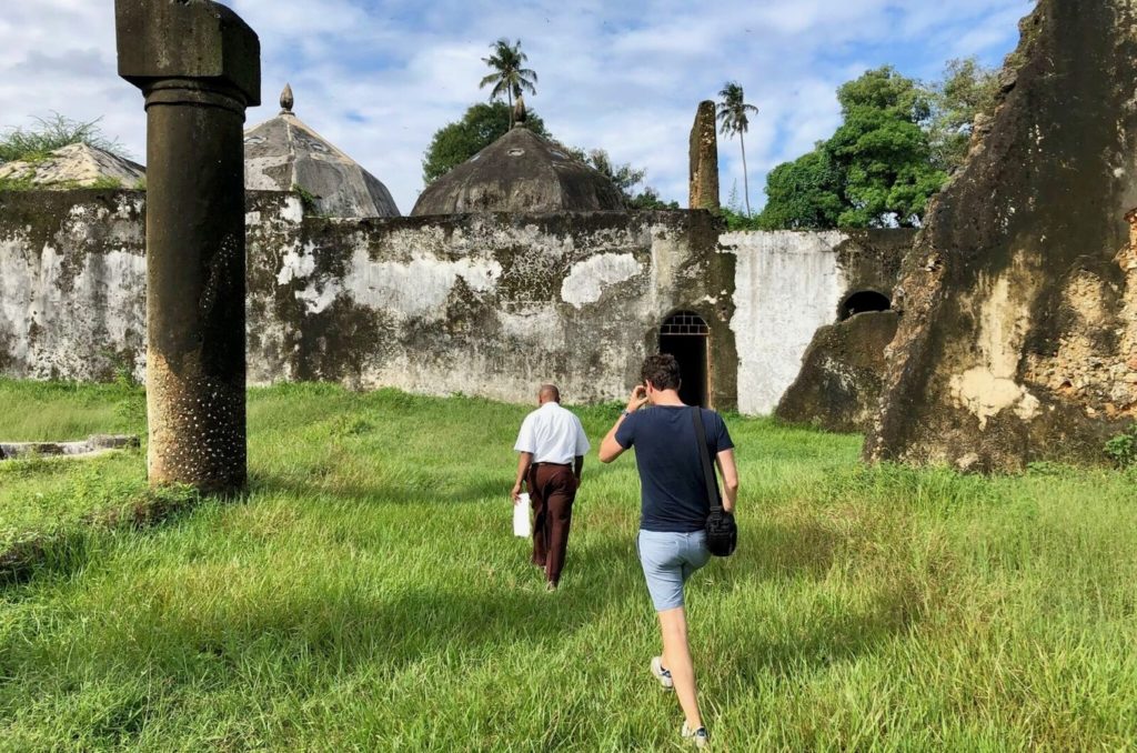 Walking through ruins on Zanzibar